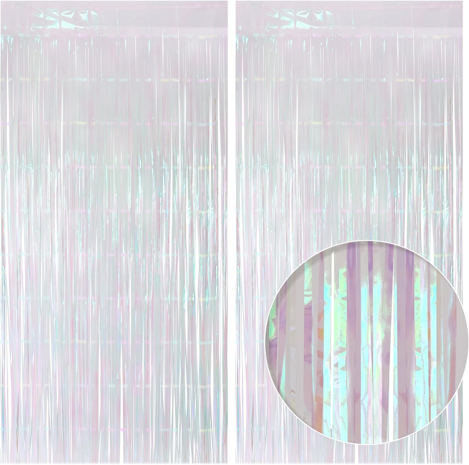 2 Pack White Iridescent Streamers Backdrop