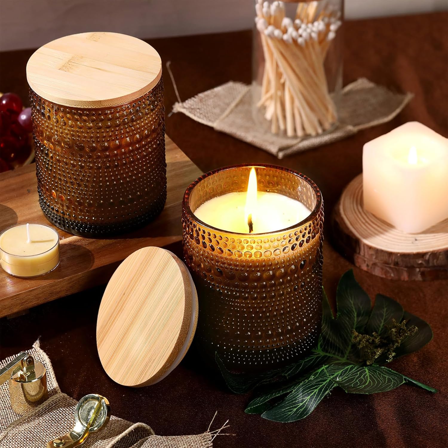 14oz Amber Glass Candle Jars 6 Pack for Candle Making
