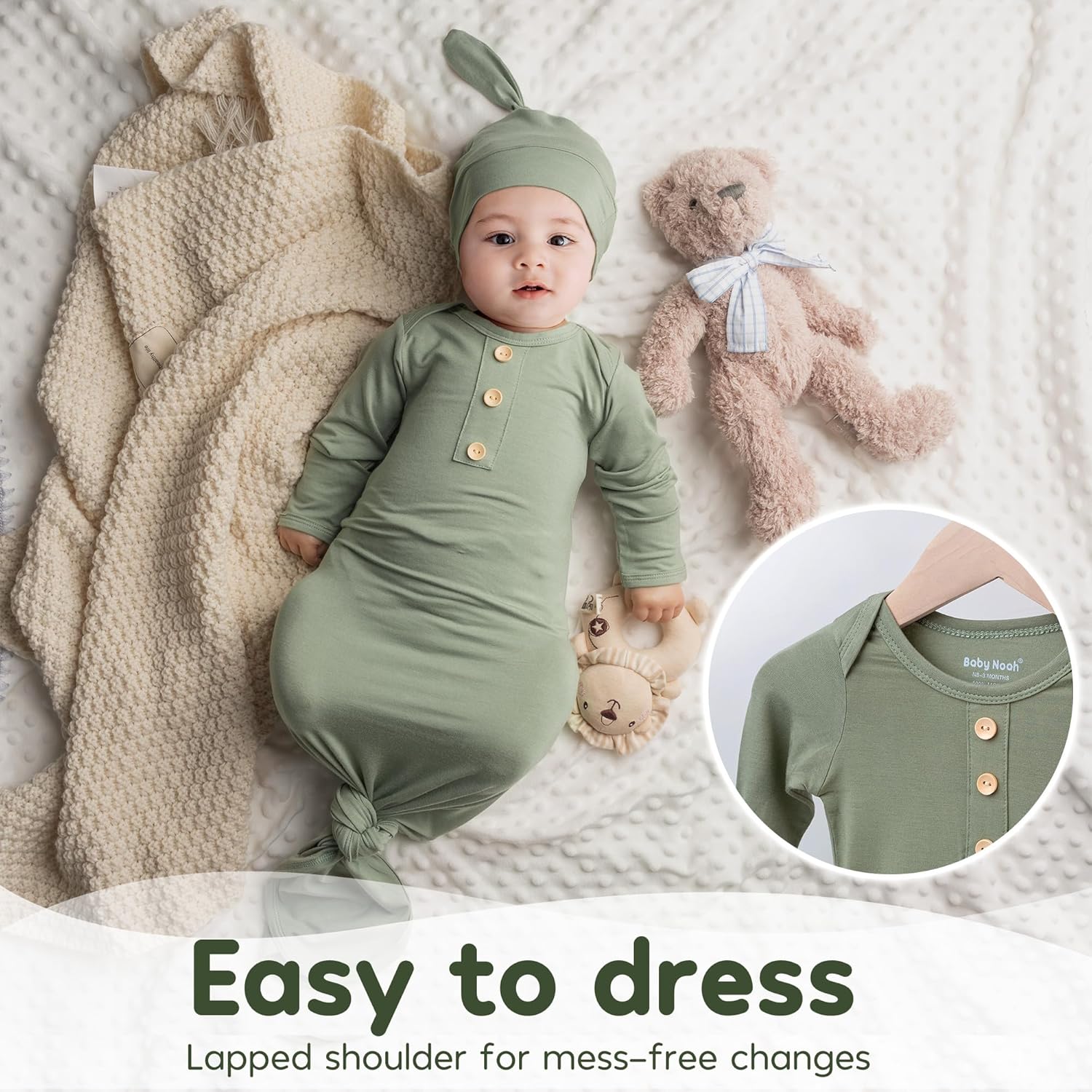 Noah Baby Knotted Gown for Newborn Photography