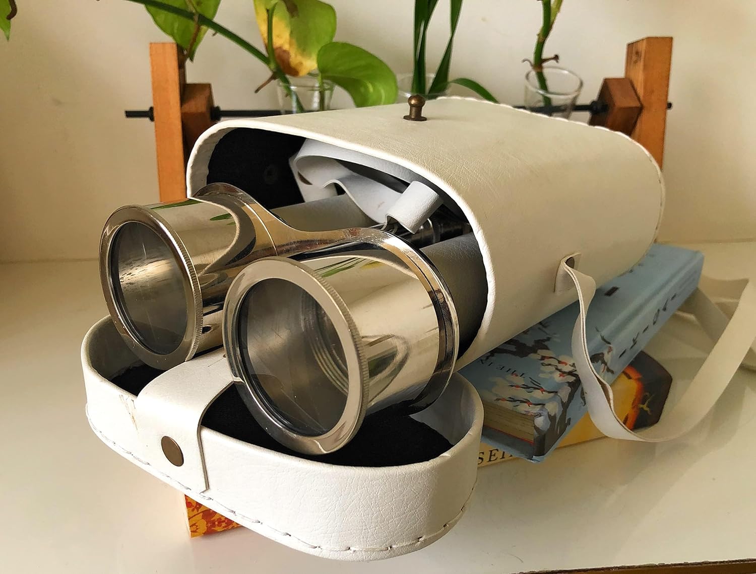 Nautical Chrome Binocular with Leather Case