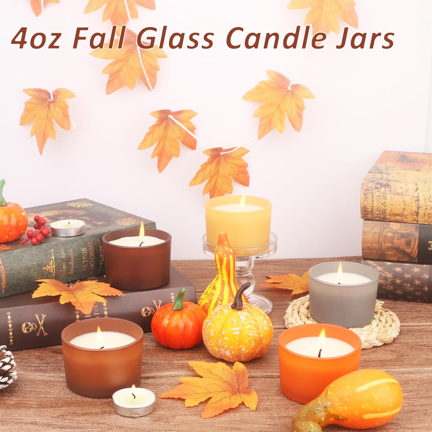 MILIVIXAY 20-Pack Fall Candle Jars with Lids and Kit