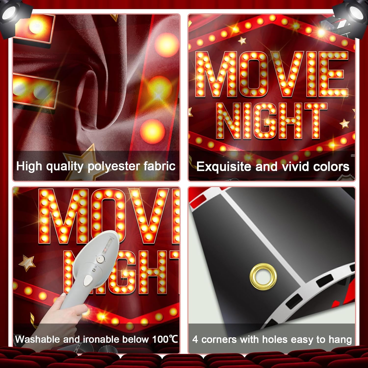Mocsicka Movie Night Backdrop Banner 6x36ft