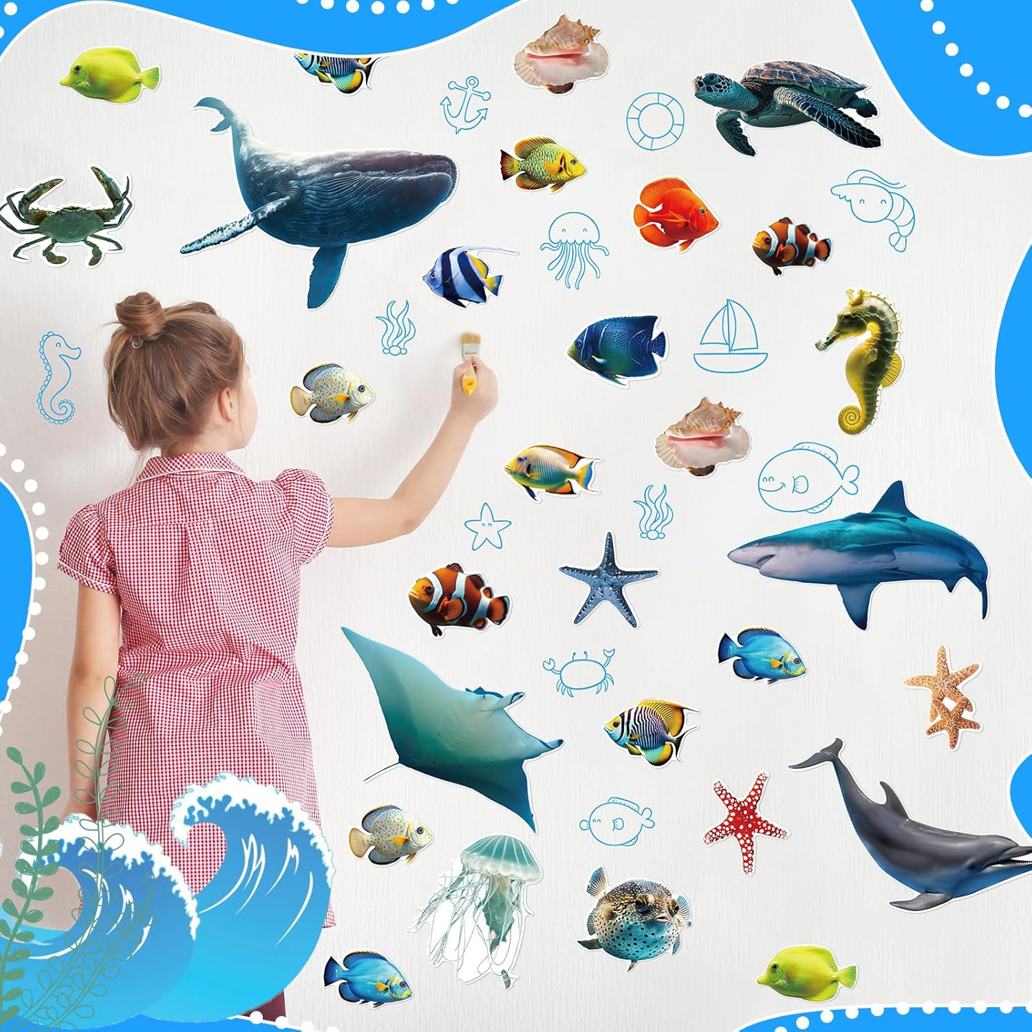 Fulmoon 62 Pcs Ocean Animal Cutouts Classroom Decorations
