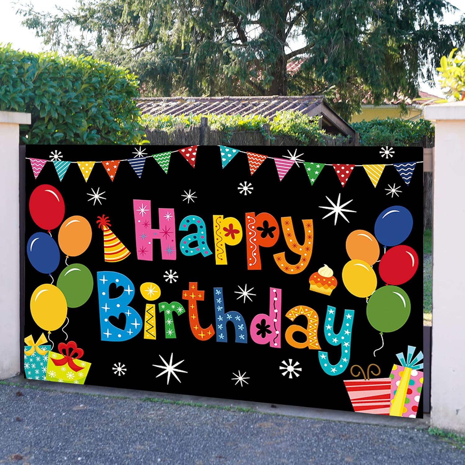 DIZHI Colorful Birthday Backdrop Banner 5x3ft