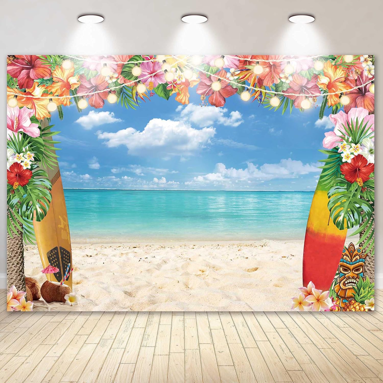 10x8ft Hawaiian Luau Beach Photography Backdrop