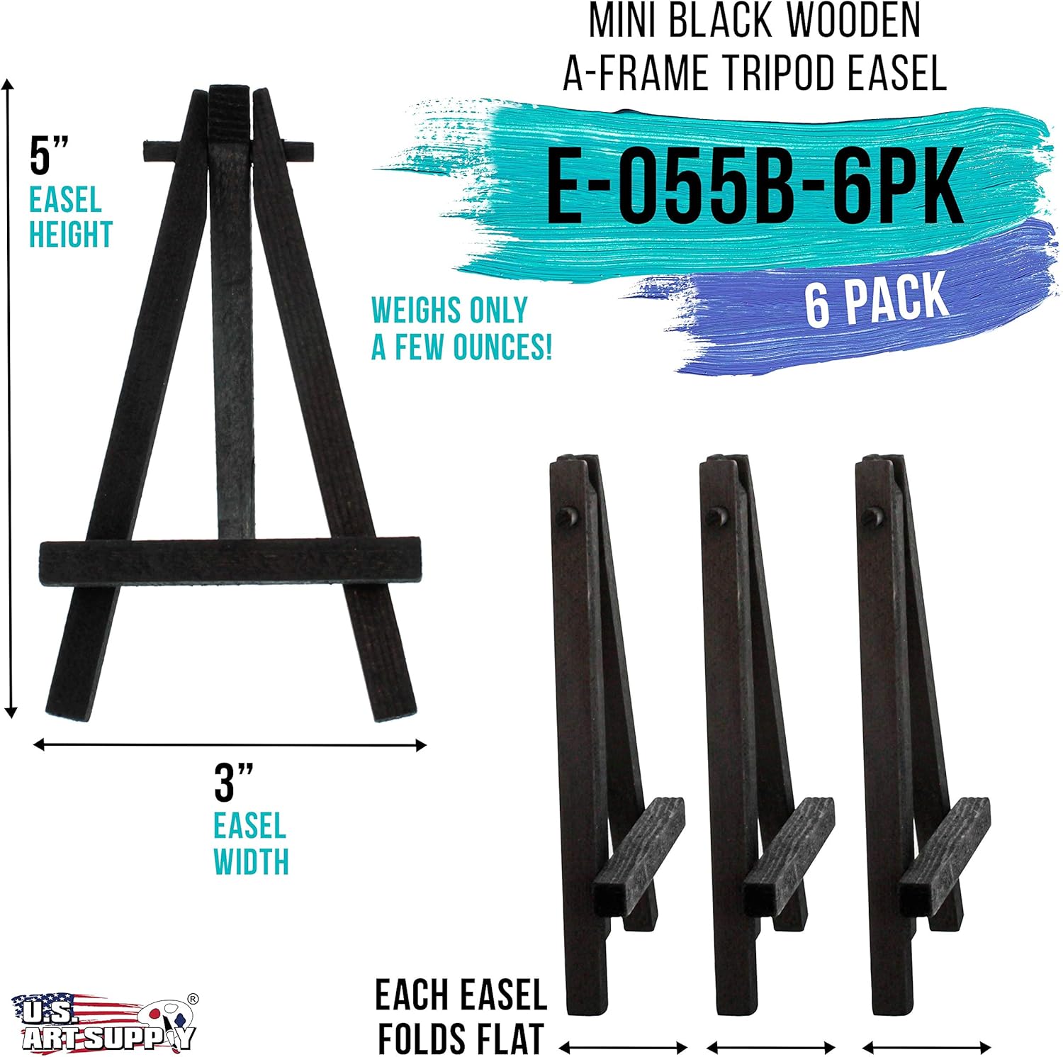 US Art Supply 5 Mini Easel 6 Pack Black