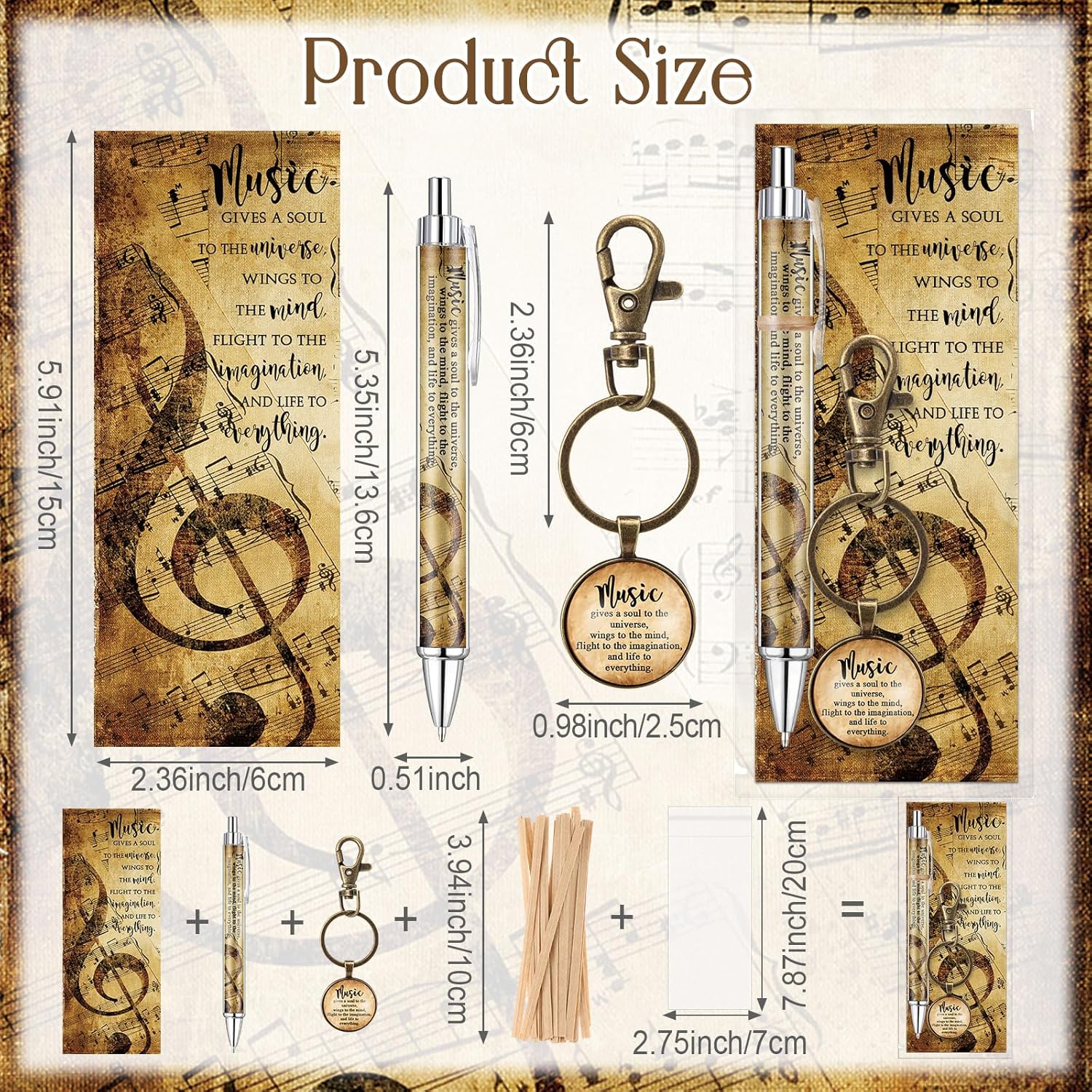 Spakon Music Themed Gift Set with Pens Keychains Bookmarks