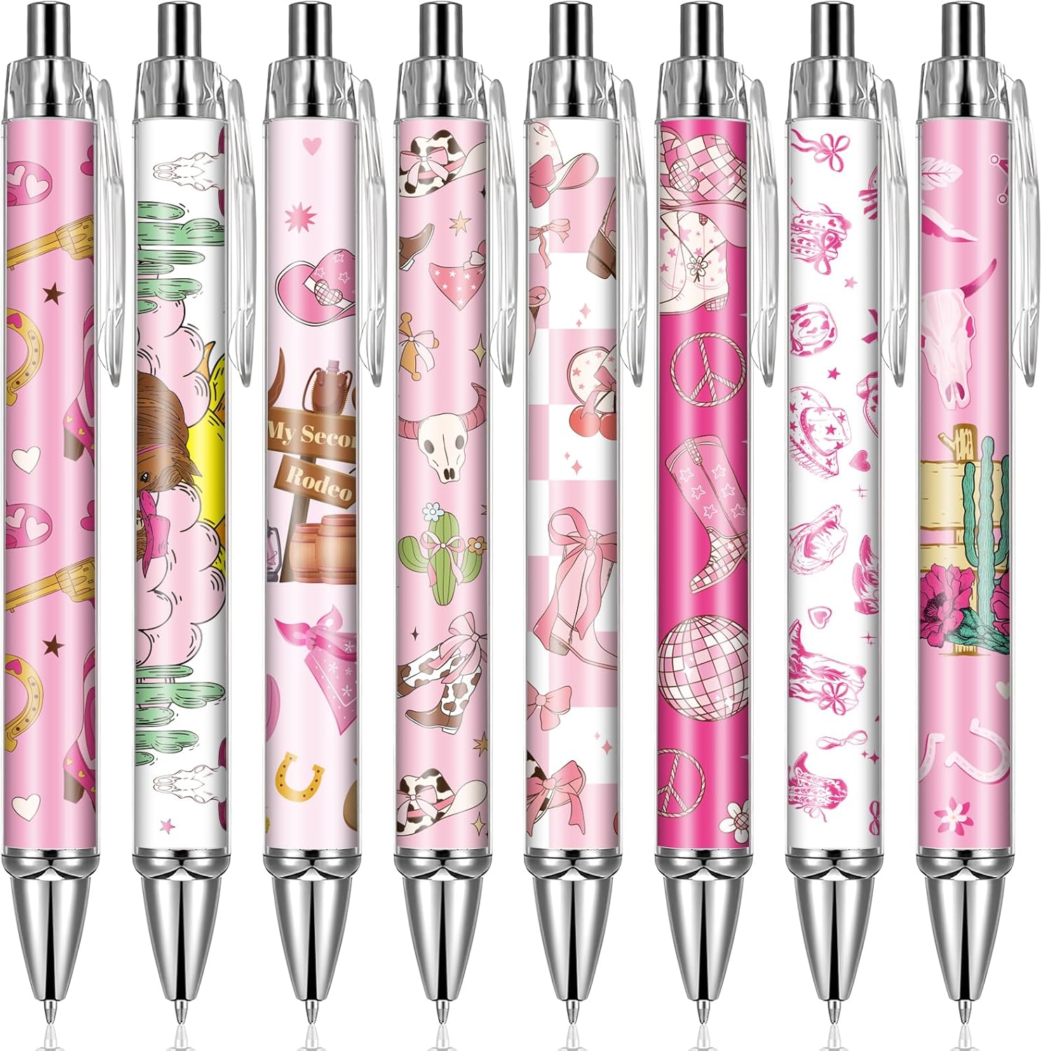 Cowgirl Pink Ballpoint Pens 24 Pcs Retractable Western Style