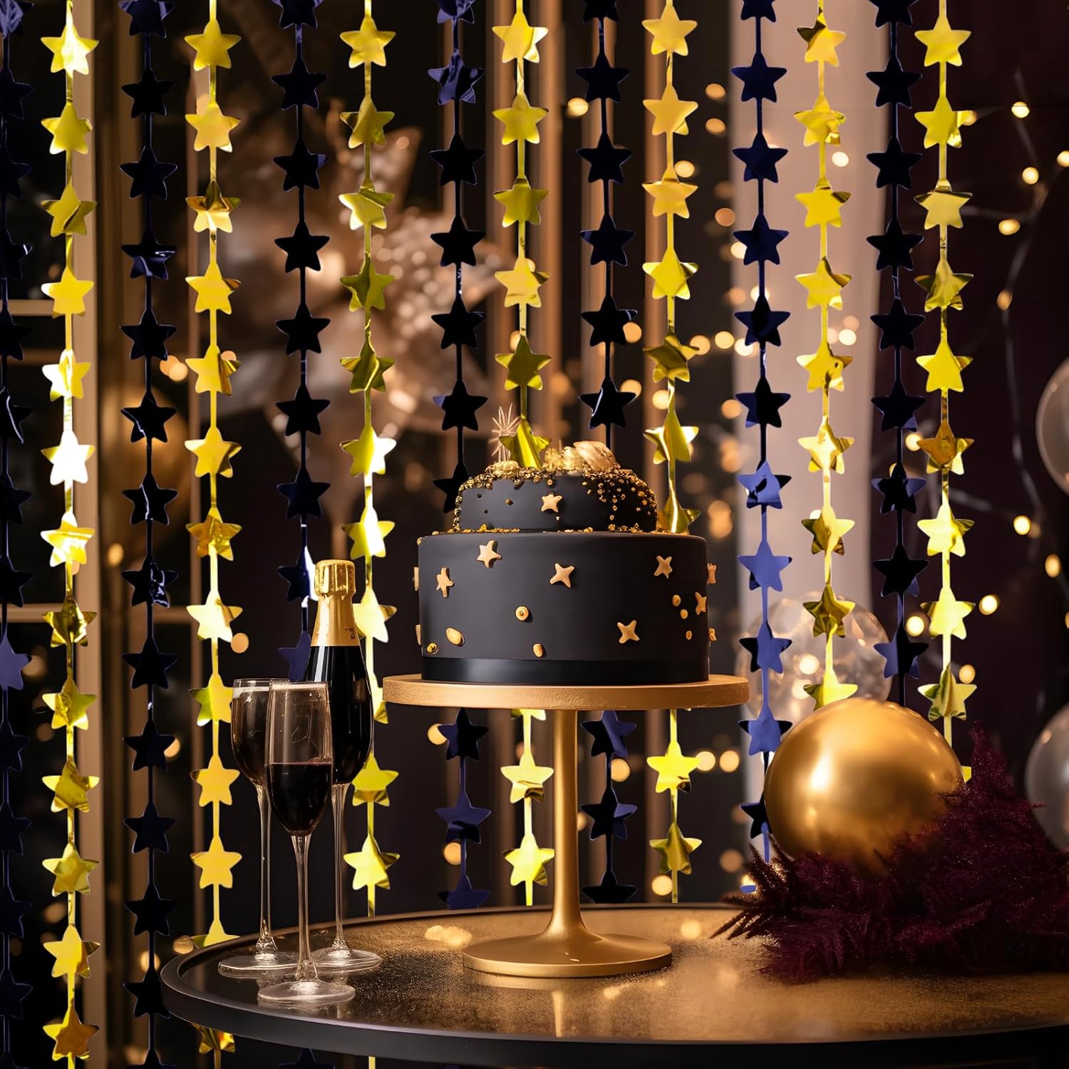Black and Gold Star Birthday Decorations 2 Pack
