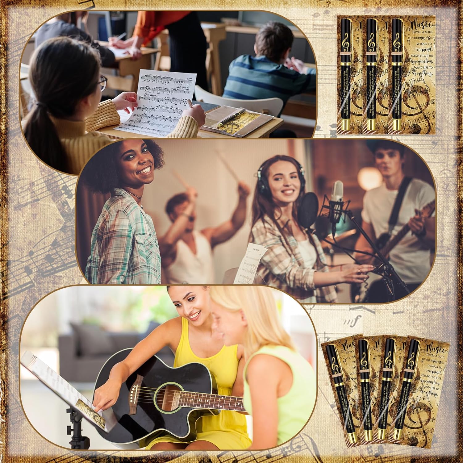 30 Piece Music-themed Pen and Bookmark Set