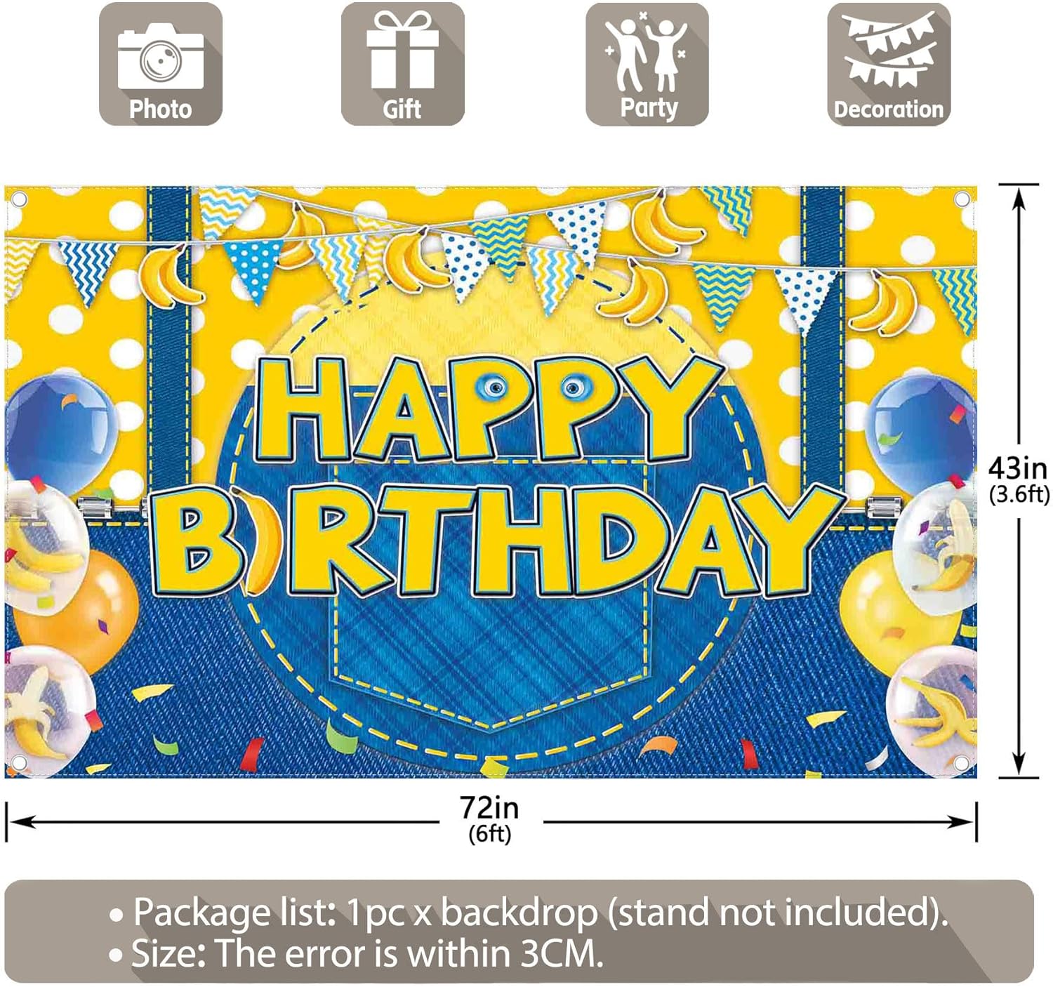 Yellow Jeans Cartoon Birthday Photo Background