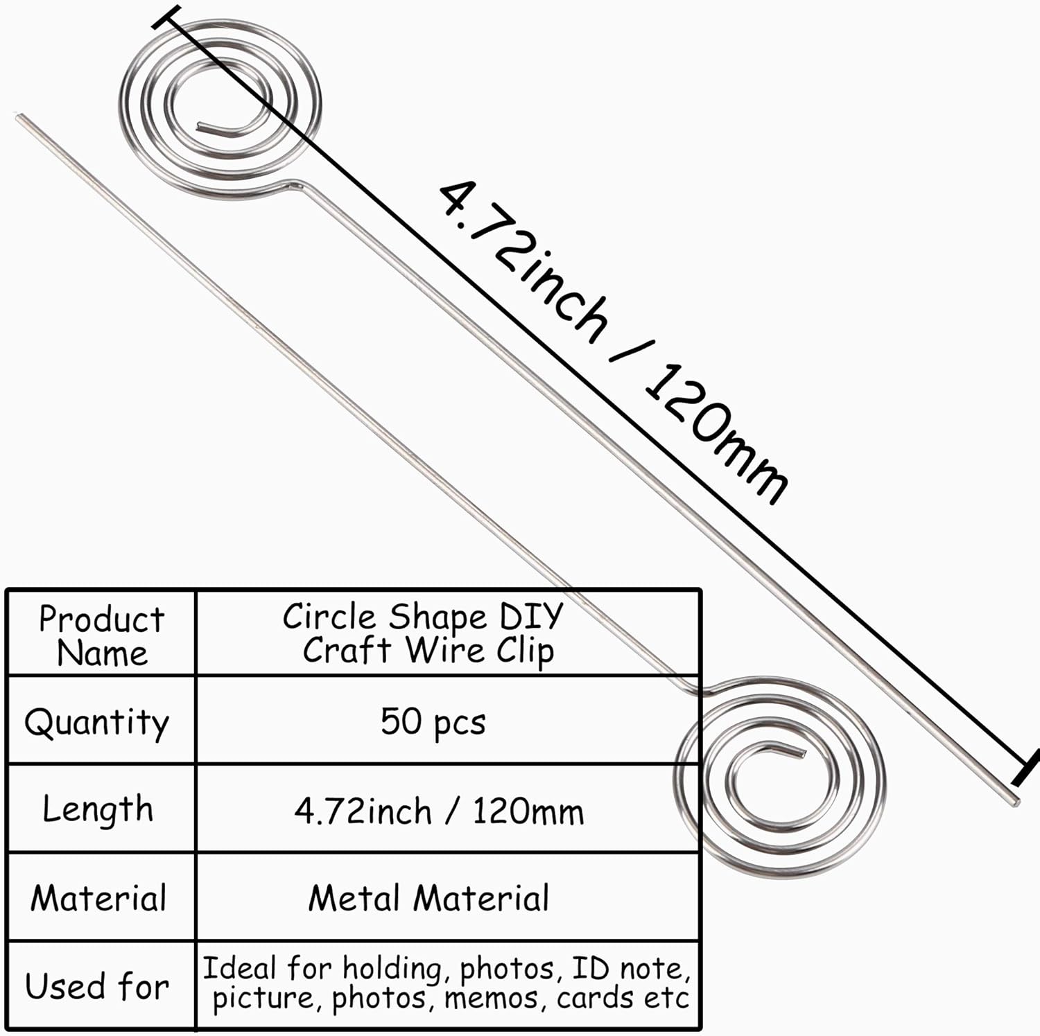 HW 50pcs 47L Metal Ring Clip for Memo and Table Card Holders
