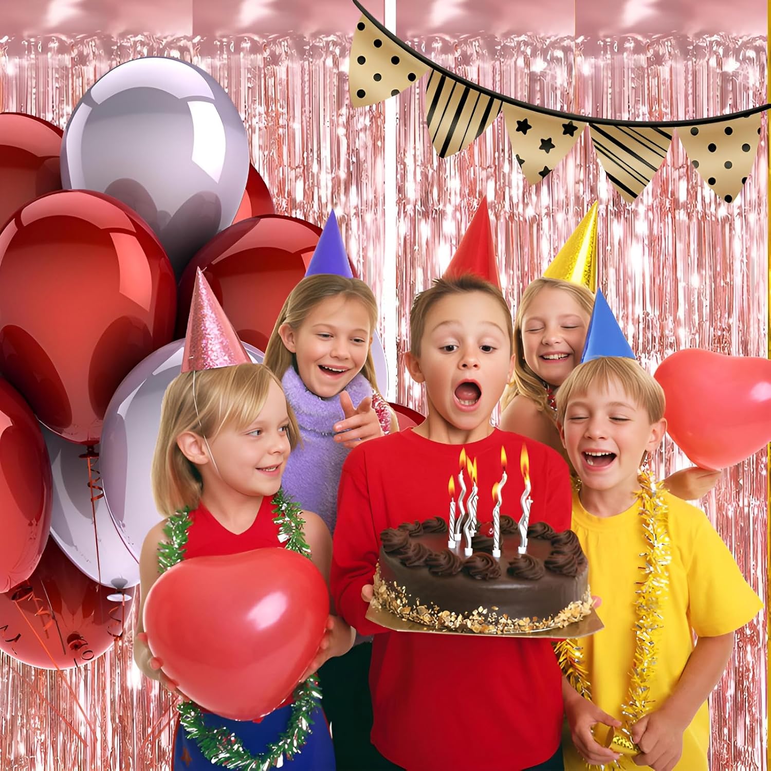 2 Pack Foil Curtain Tinsel Fringe Photo Booth Backdrop for Parties