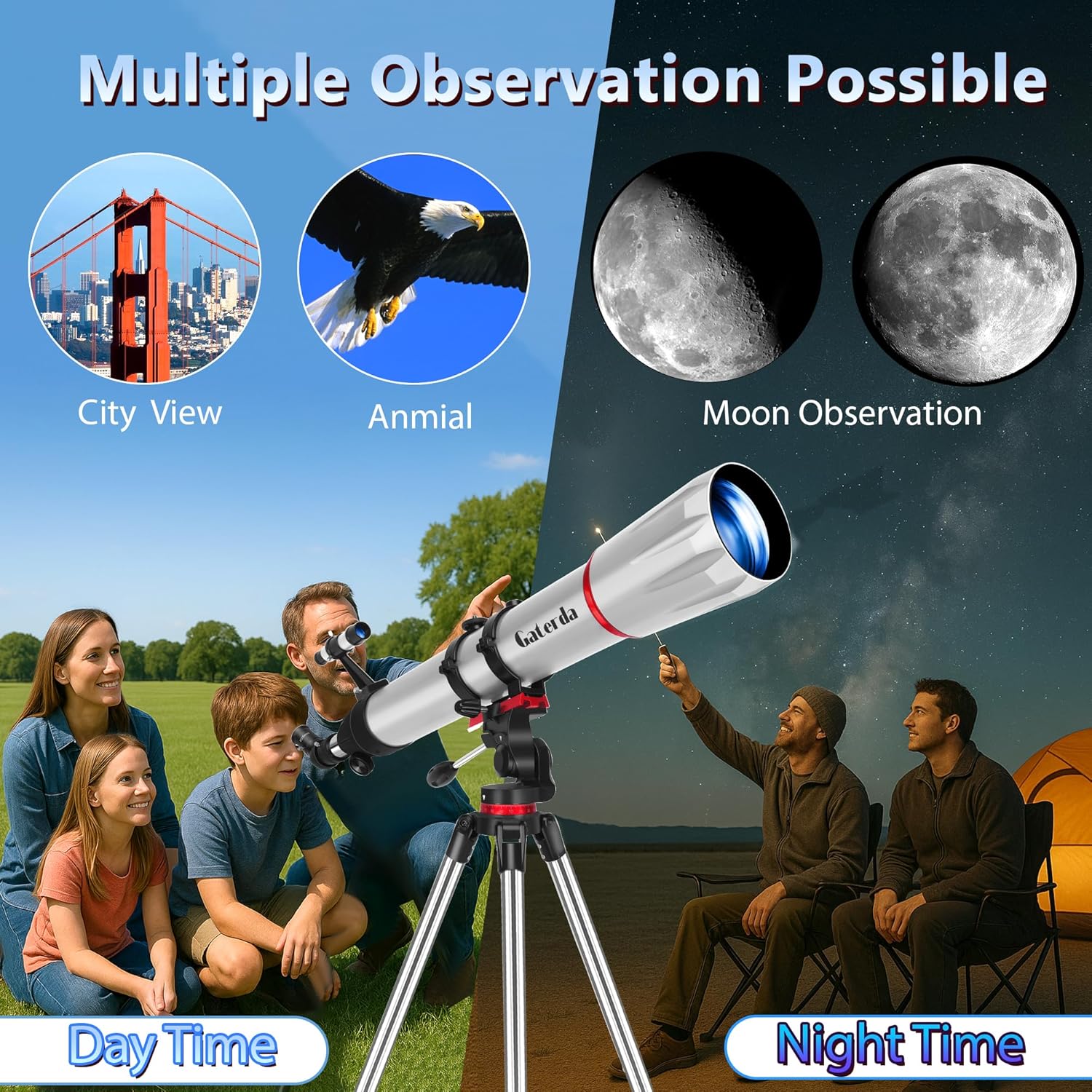 Gaterda 90mm Refractor Telescope for Adults