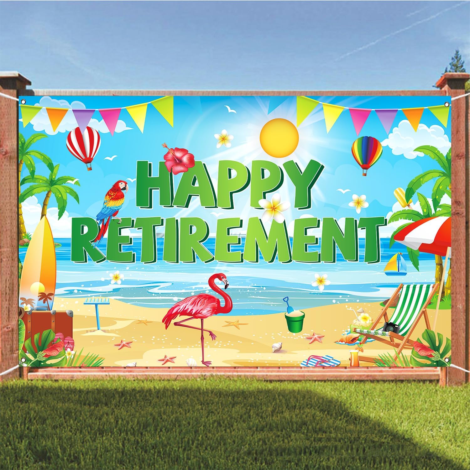 Retirement Party Decorations Summer Hawaiian Beach Photo Backdrop Banner