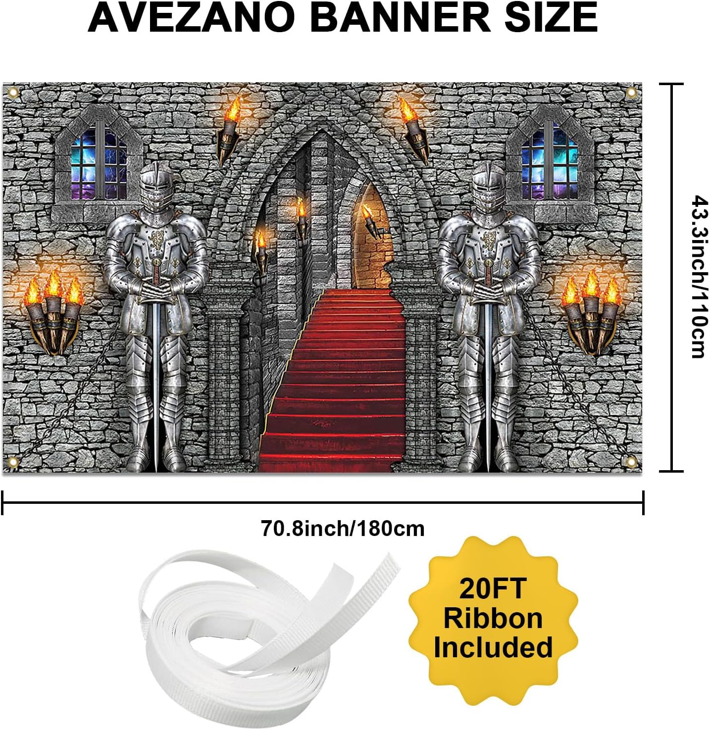 Avezano Medieval Banner for Castle Backdrop Party Decor