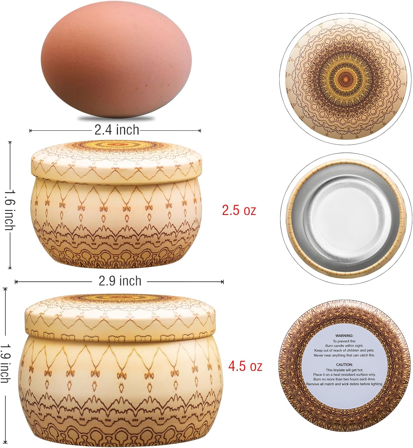 Domivirgo Candle Tins with Lid 16pcs 8 Designs