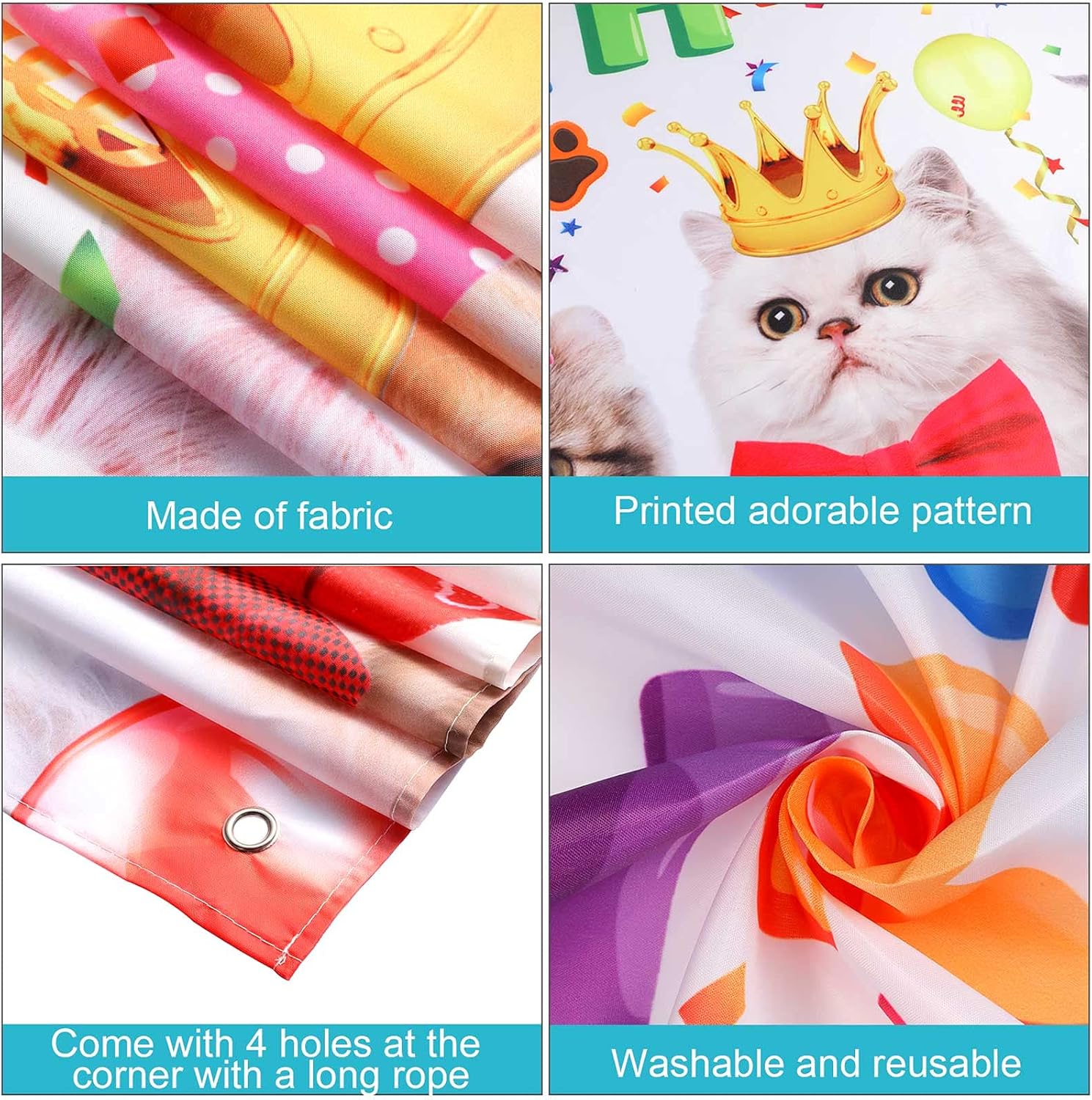 Tatuo Cat Birthday Backdrop Party Photo Decor