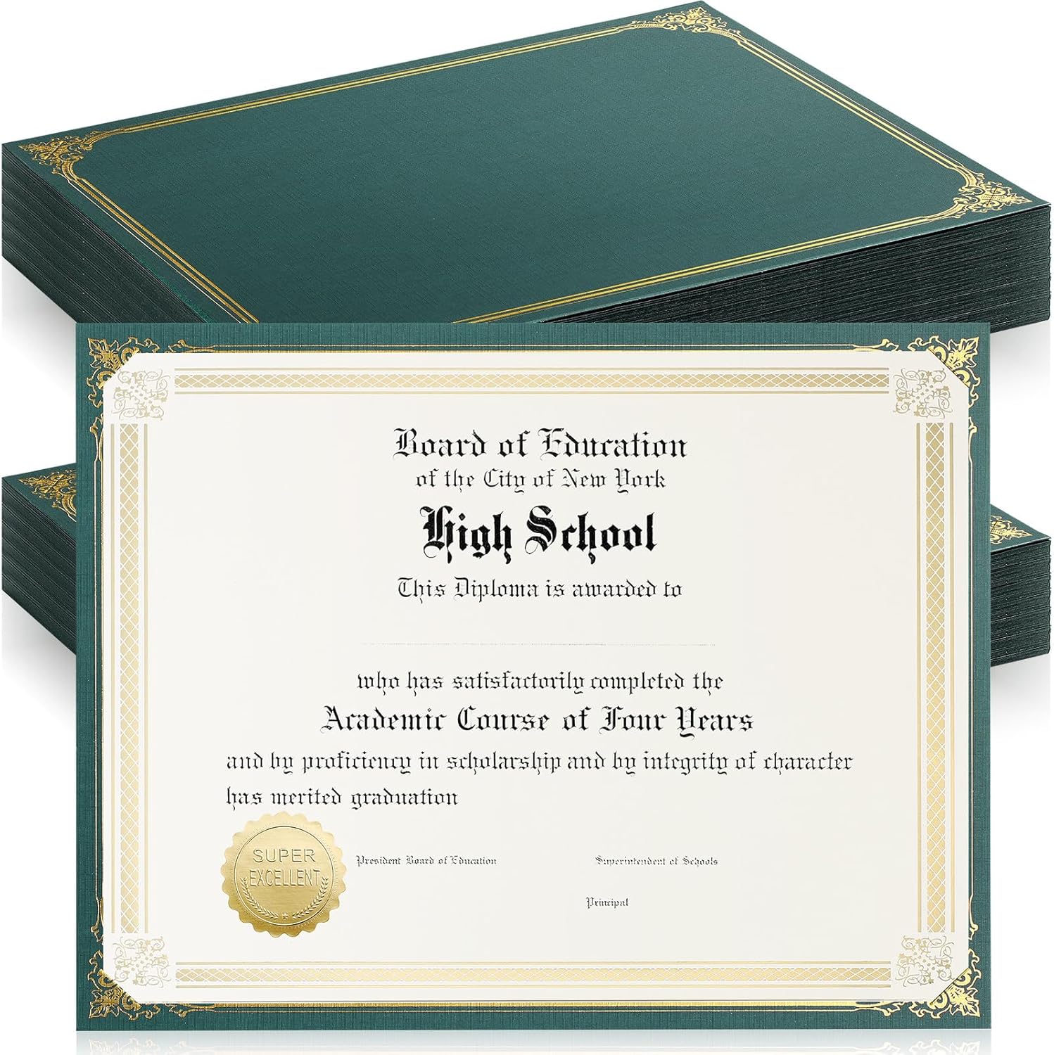 Kosiz 50 Pcs Single Sided Certificate Holders with Gold Foil Border