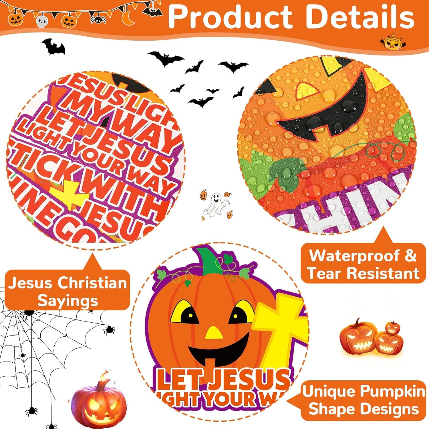 36PCS Halloween Christian Pumpkin Bulletin Board Decor Kit