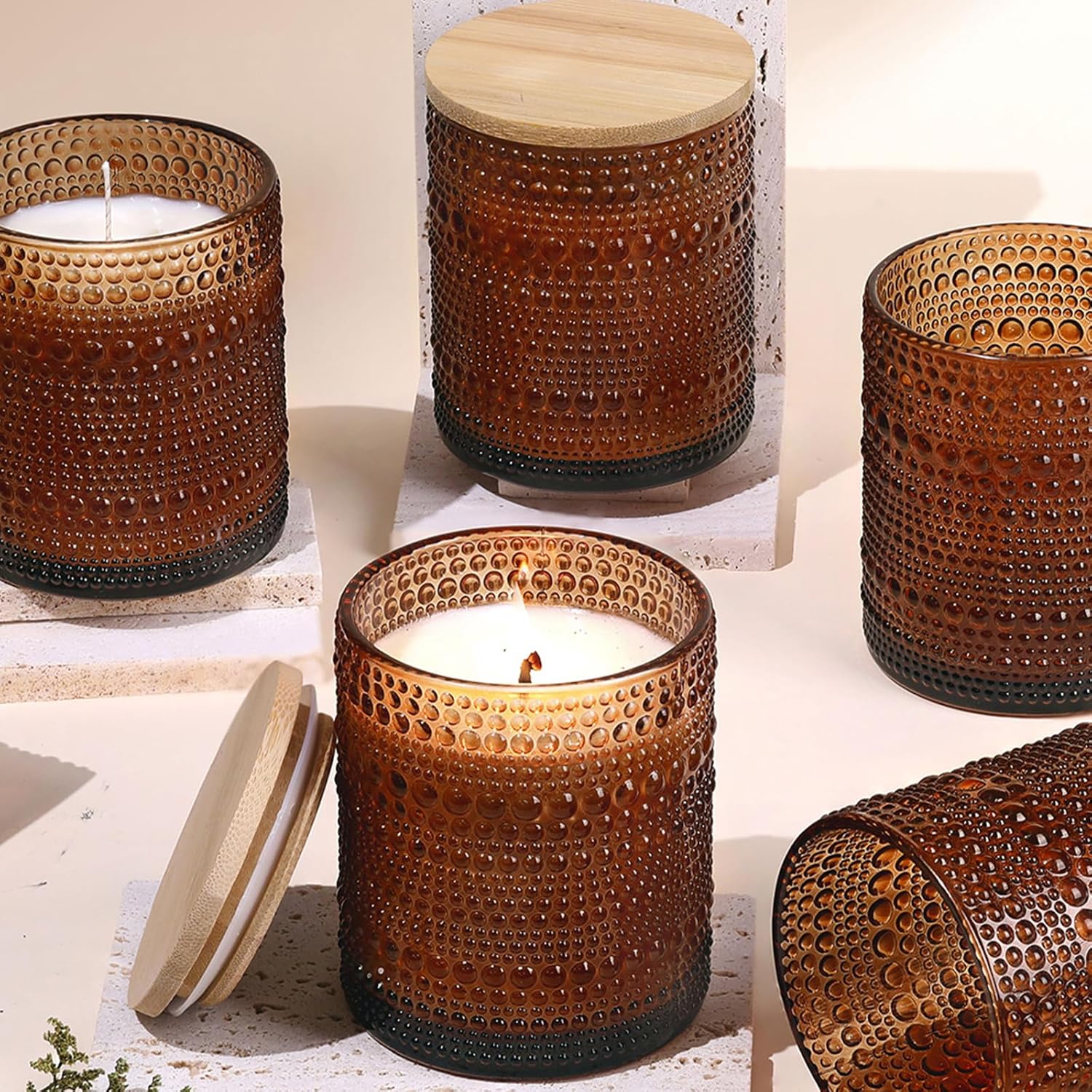 14oz Amber Glass Candle Jars 6 Pack for Candle Making