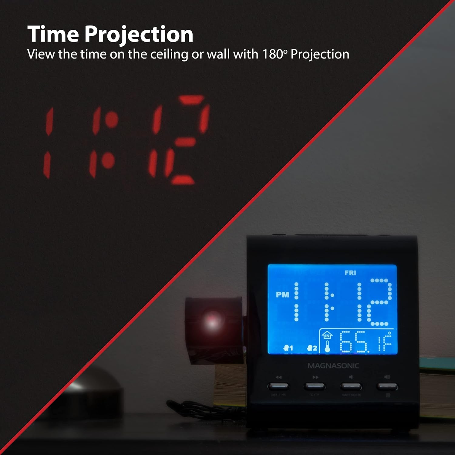 Magnasonic Projection Alarm Clock with AMFM Radio and Battery Backup