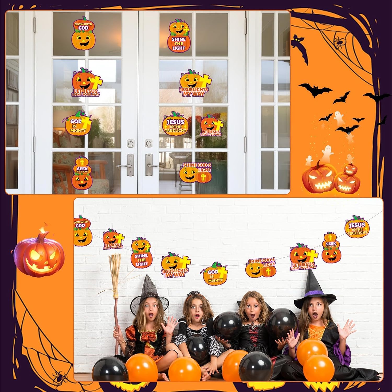 36PCS Halloween Christian Pumpkin Bulletin Board Decor Kit