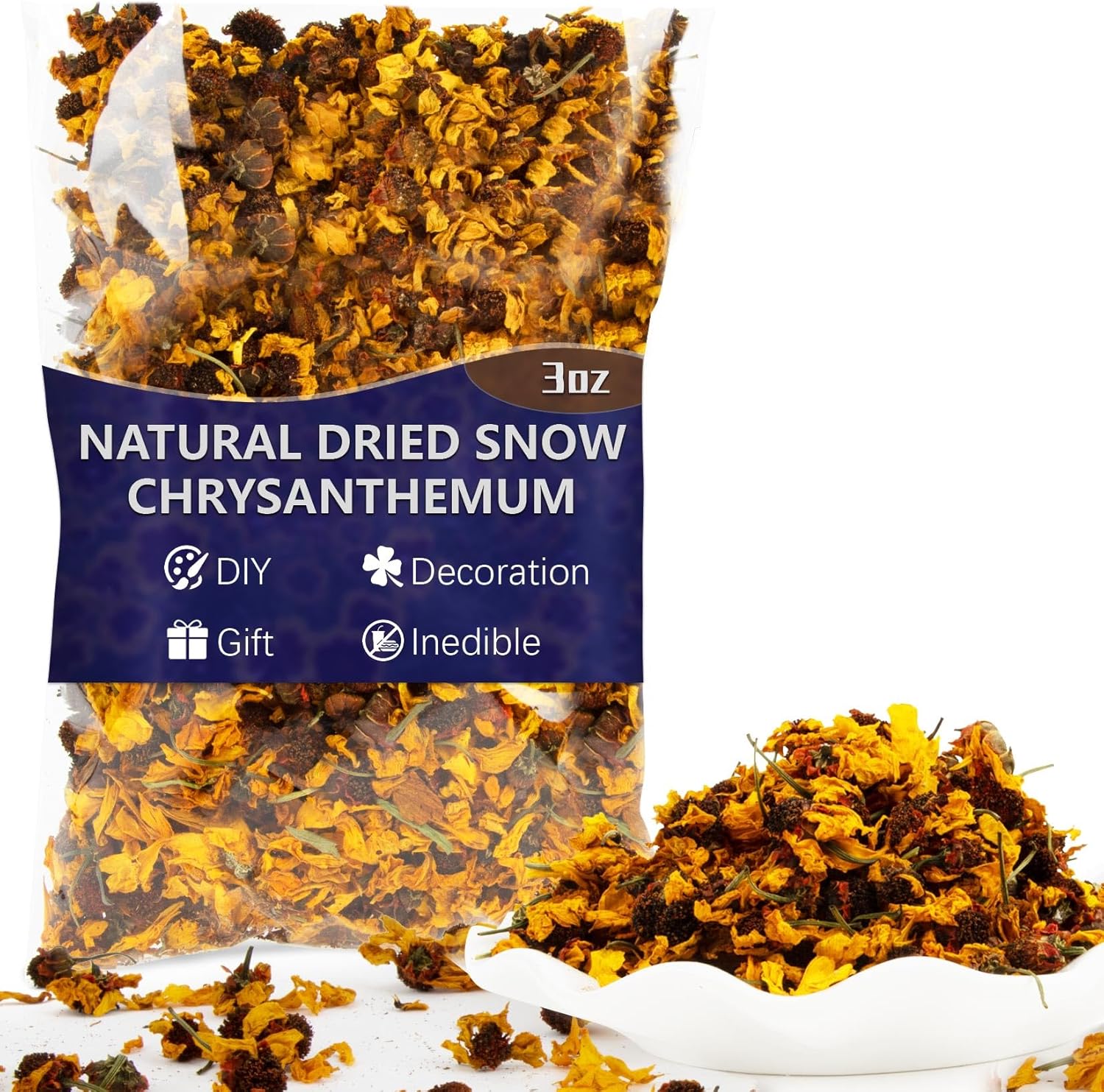 Sukh Dried Snow Chrysanthemum 3oz for Crafting and Decoration
