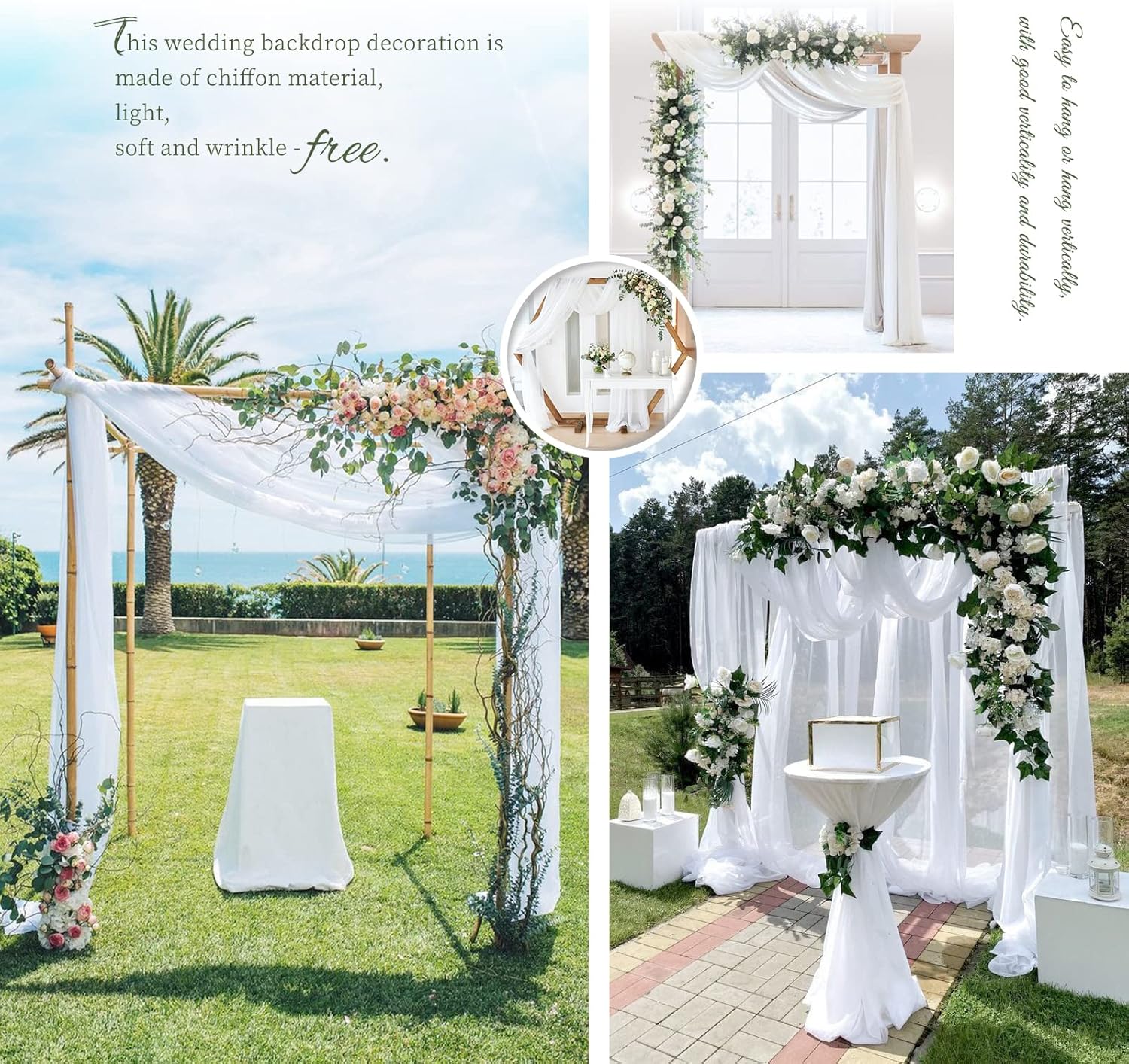 Showgeous Wedding Arch Draping Fabric 4 Panels