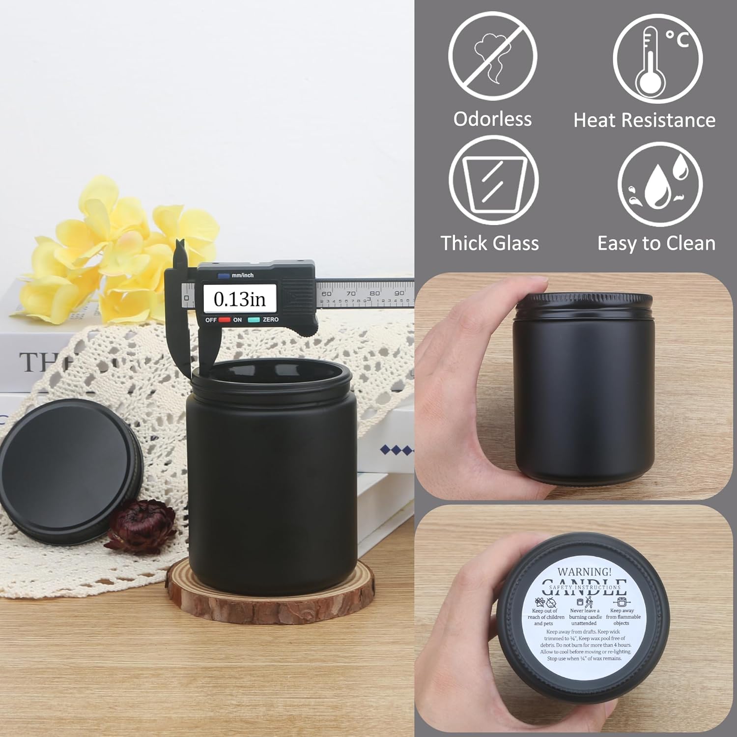 MILIVIXAY 20 Pack Matte Black Candle Jars with Lids