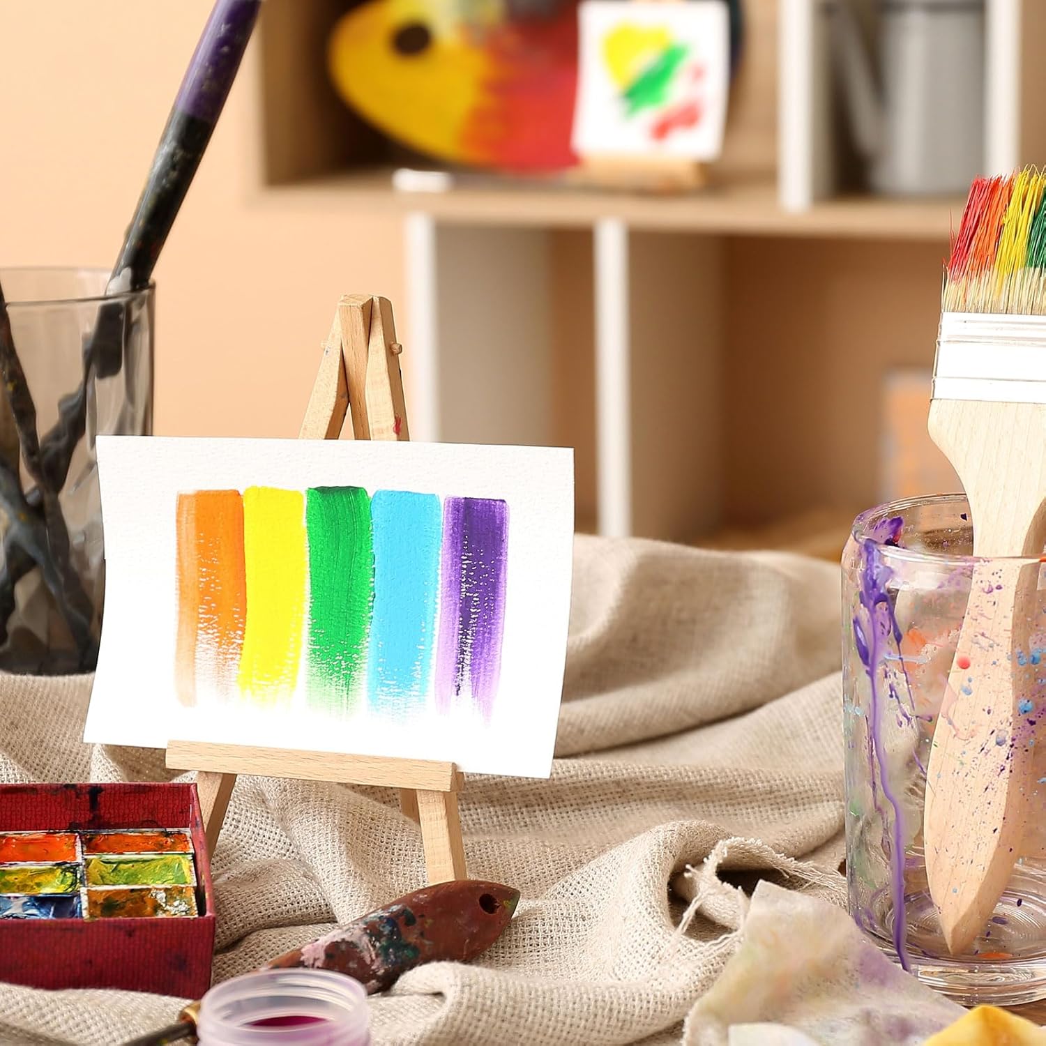 PATIKIL Mini Canvas Easel Set for Art Drawing Painting