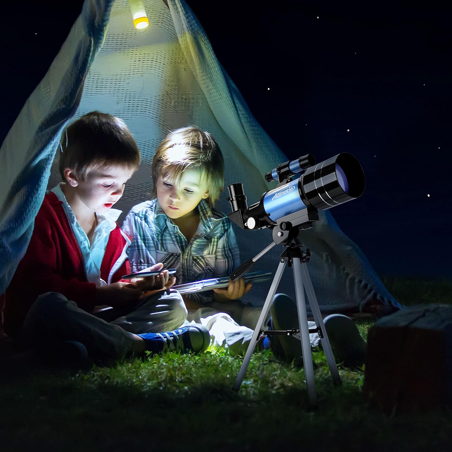 AOMEKIE 70mm Telescope with 300mm Tripod and Smartphone Adapter for Beginners