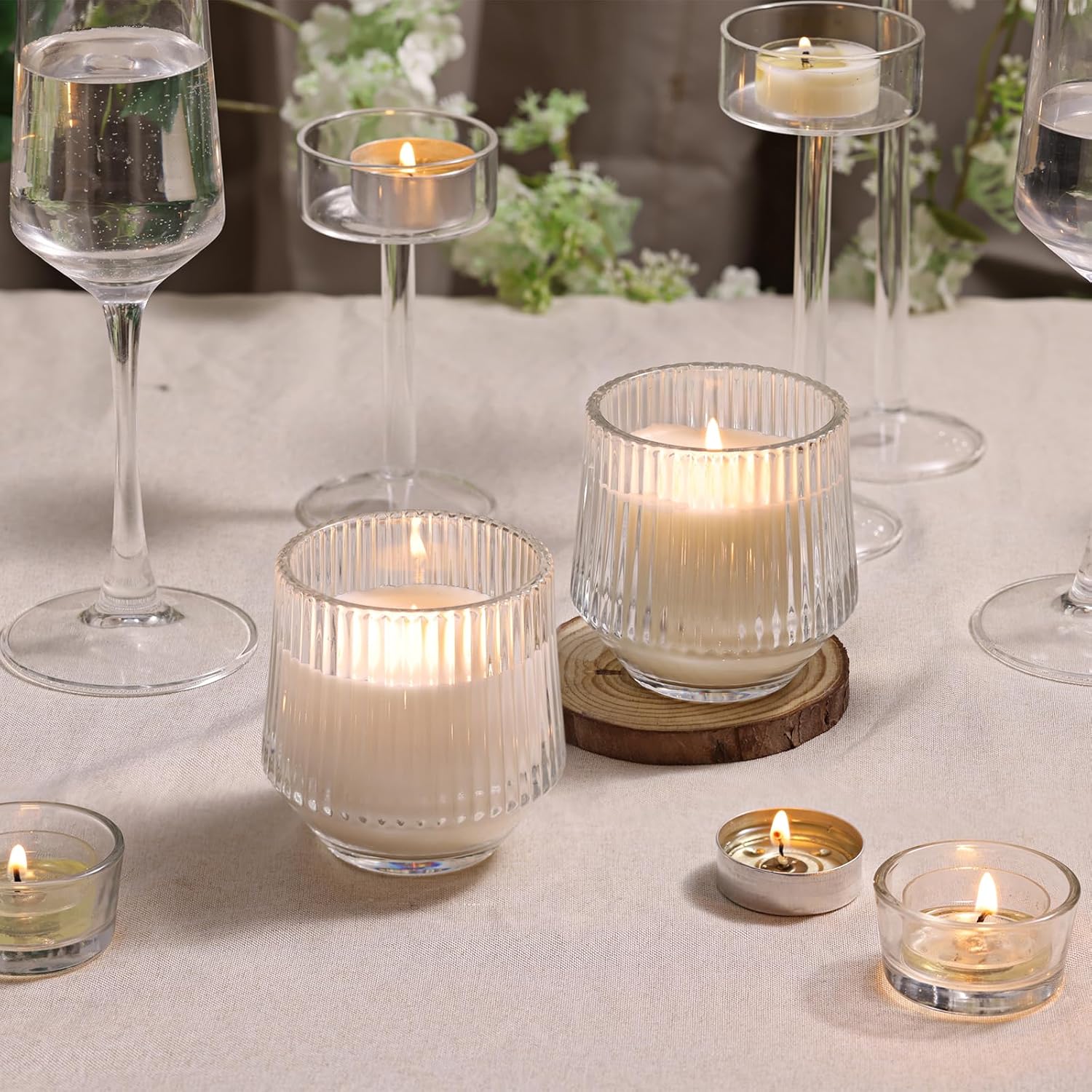 LAMORGIFT 12 Pack Clear Glass Candle Jars for Making Candles