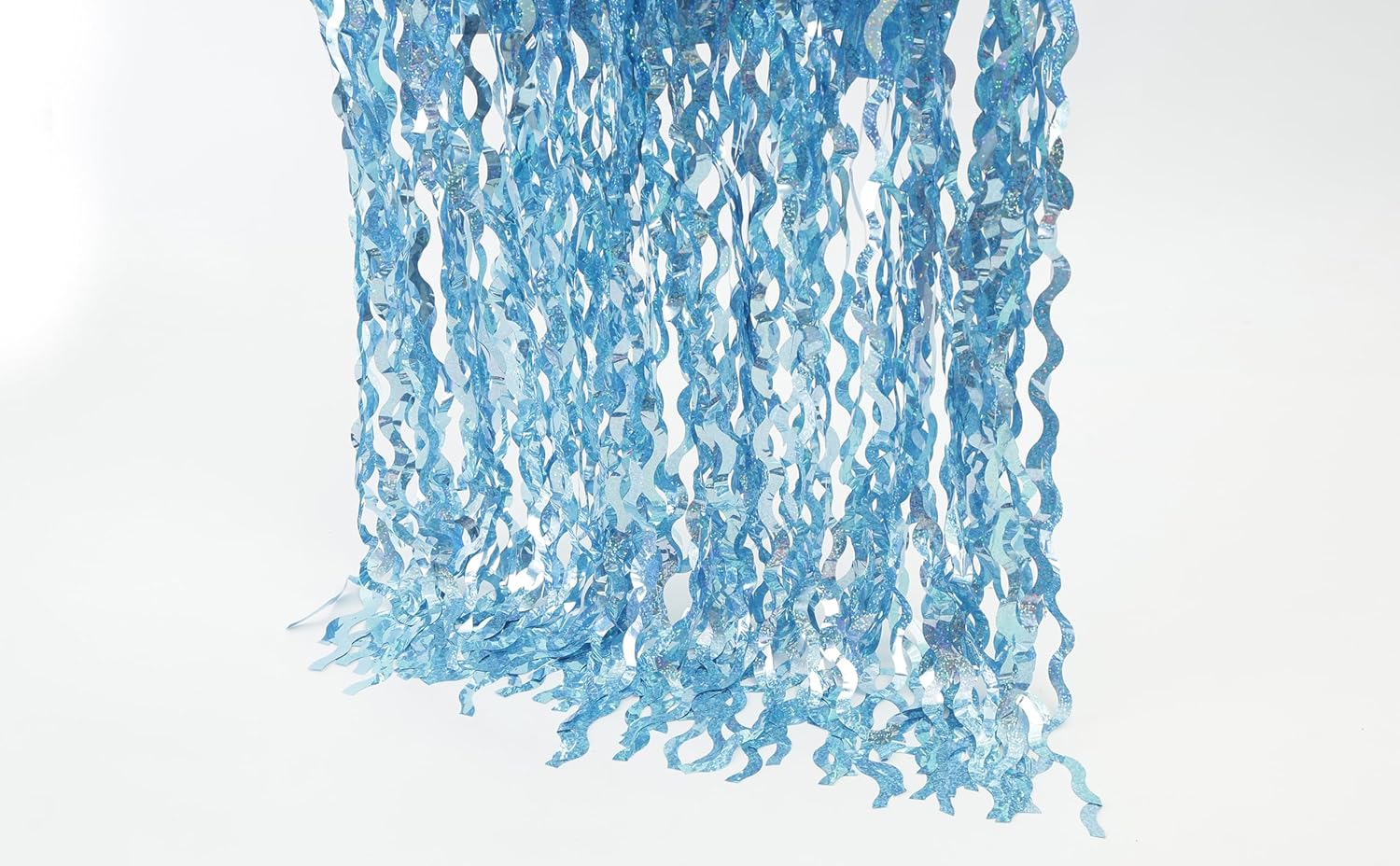 4 Pack Wavy Blue Foil Backdrop Streamers for Parties