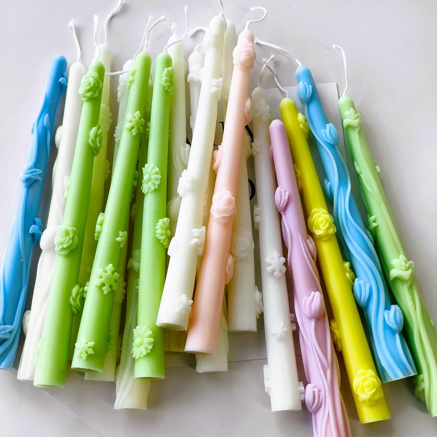 Long Cylindrical Flower Silicone Candle Mold