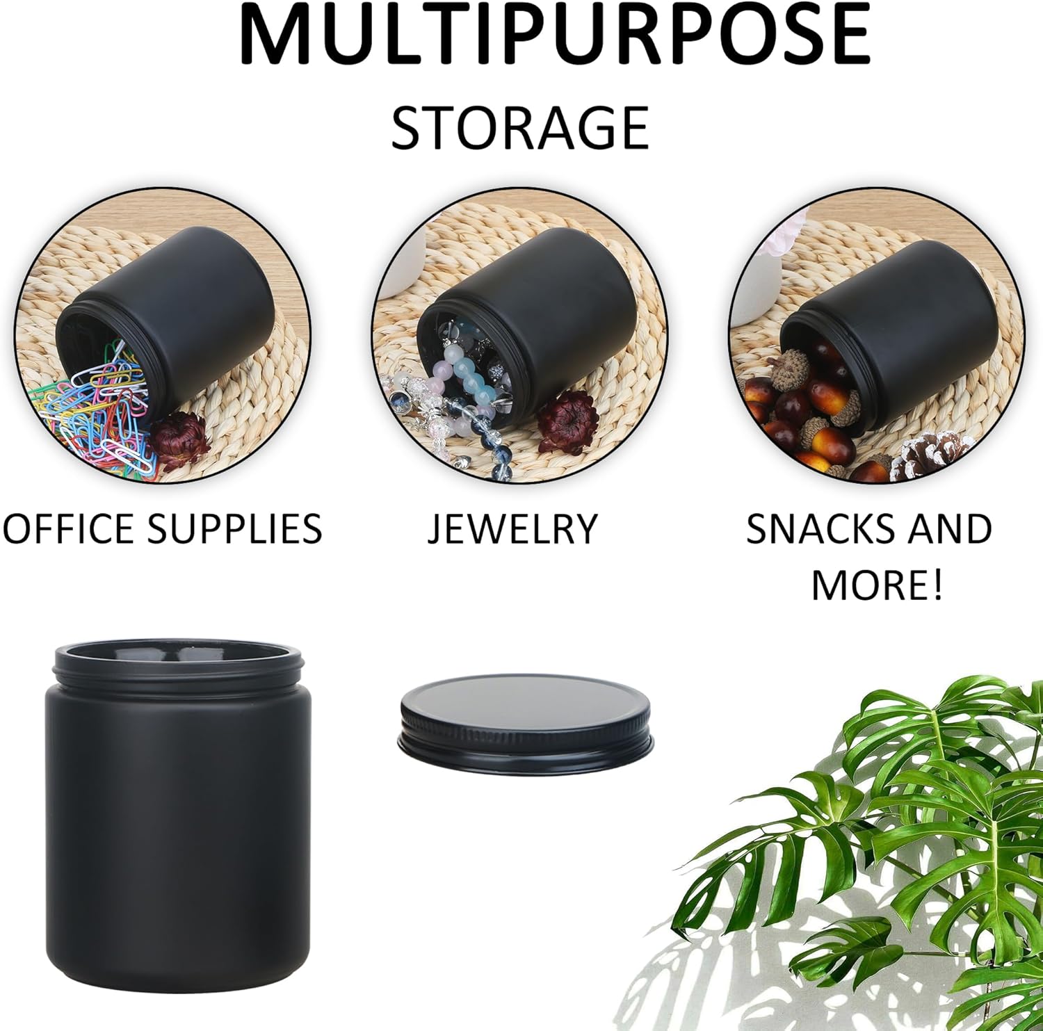 MILIVIXAY 20 Pack Matte Black Candle Jars with Lids