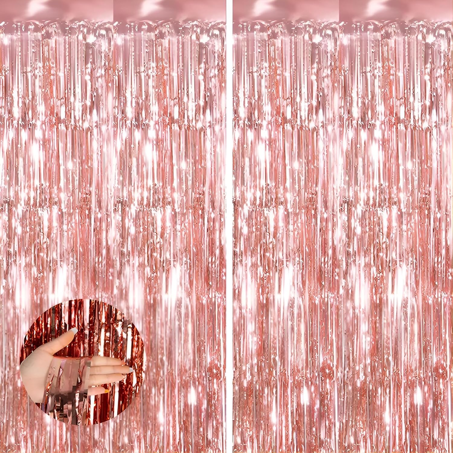 2 Pack Foil Curtain Tinsel Fringe Photo Booth Backdrop for Parties