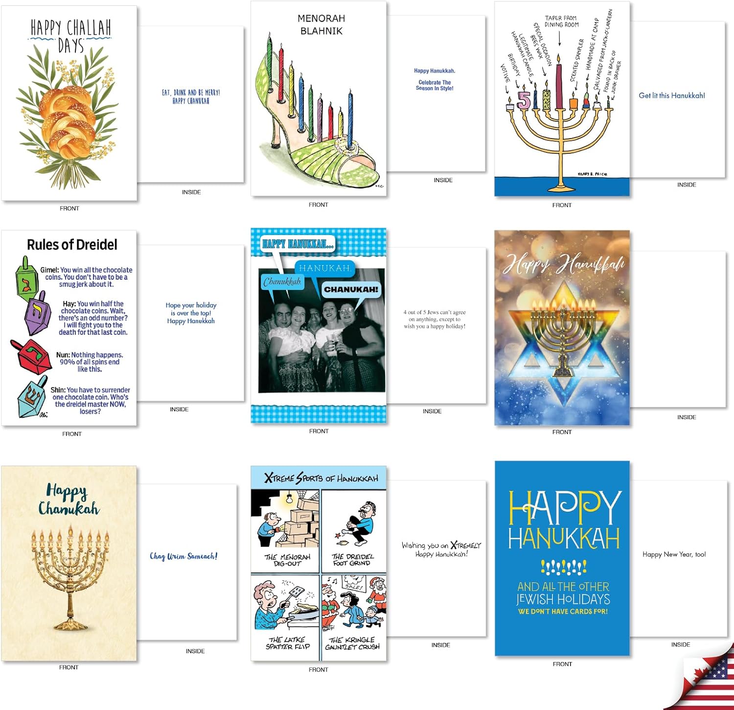 NobleWorks 36 Funny Chanukah Greeting Cards with Envelopes