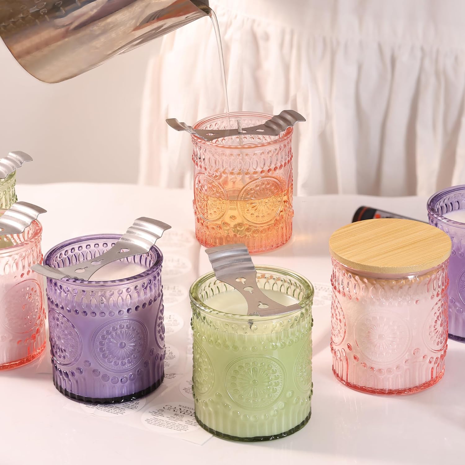 VERLENS 8oz Glass Candle Jars with Lids Set of 10