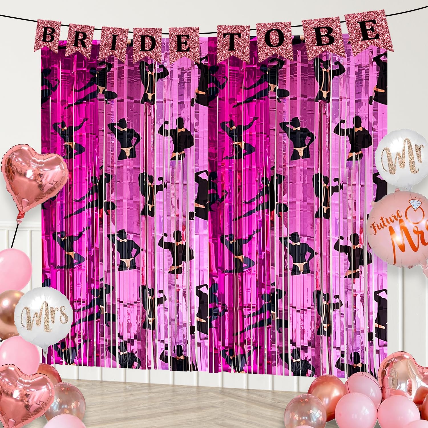 2Pcs Iridescent Foil Curtain with Tinsel