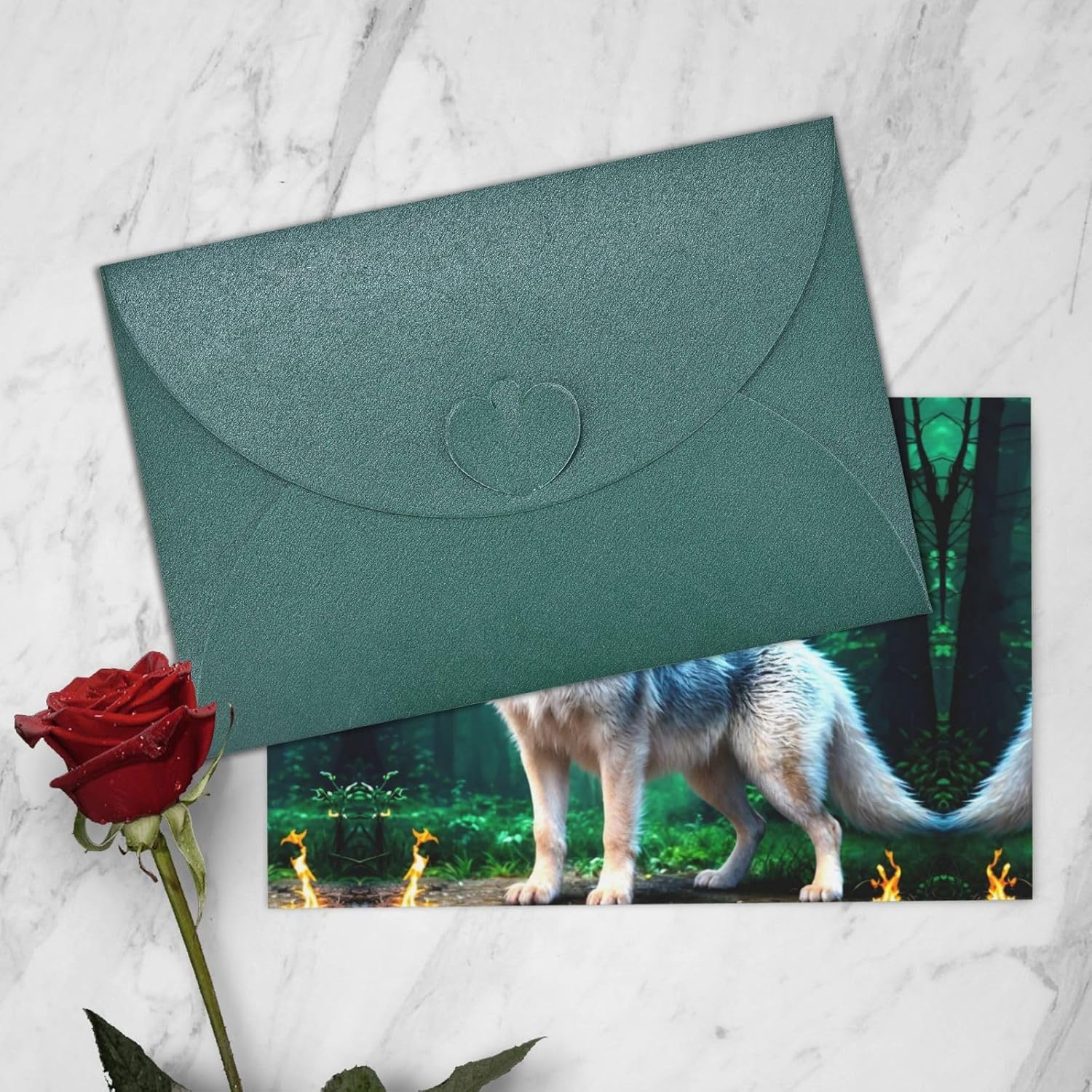 Dark Green Greeting Card with Envelope for Holidays