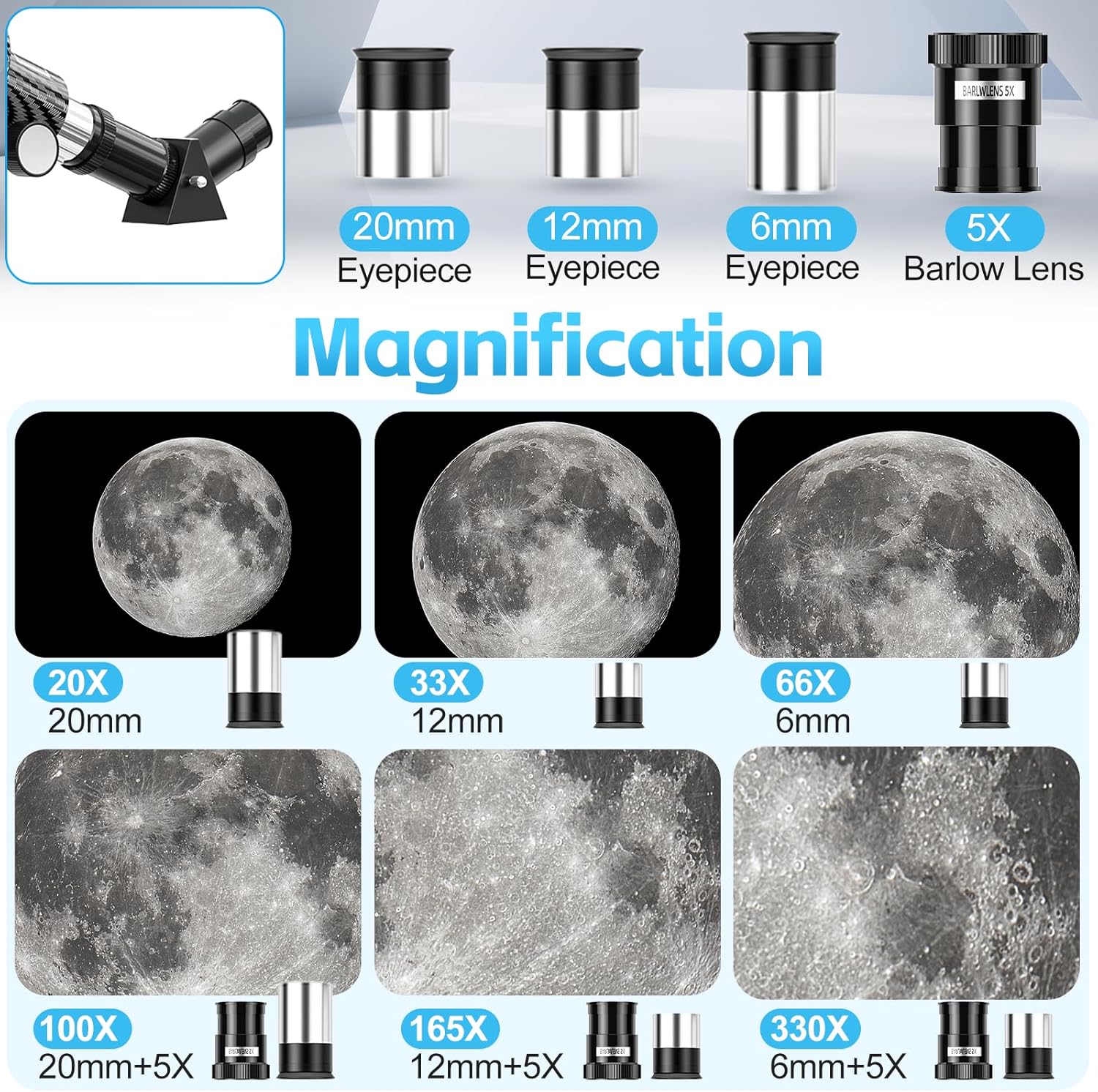 70mm Aperture Telescope for Adults Kids with Phone Adapter and Tripod