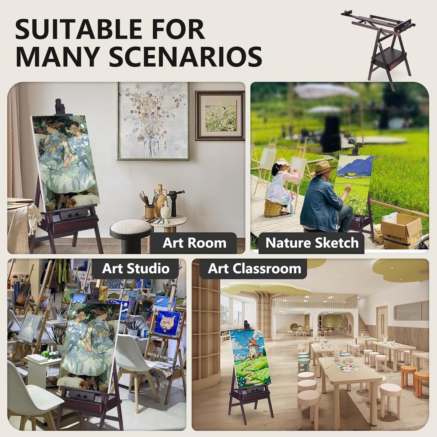 Yokugo H-Frame Easel for Painting and Art