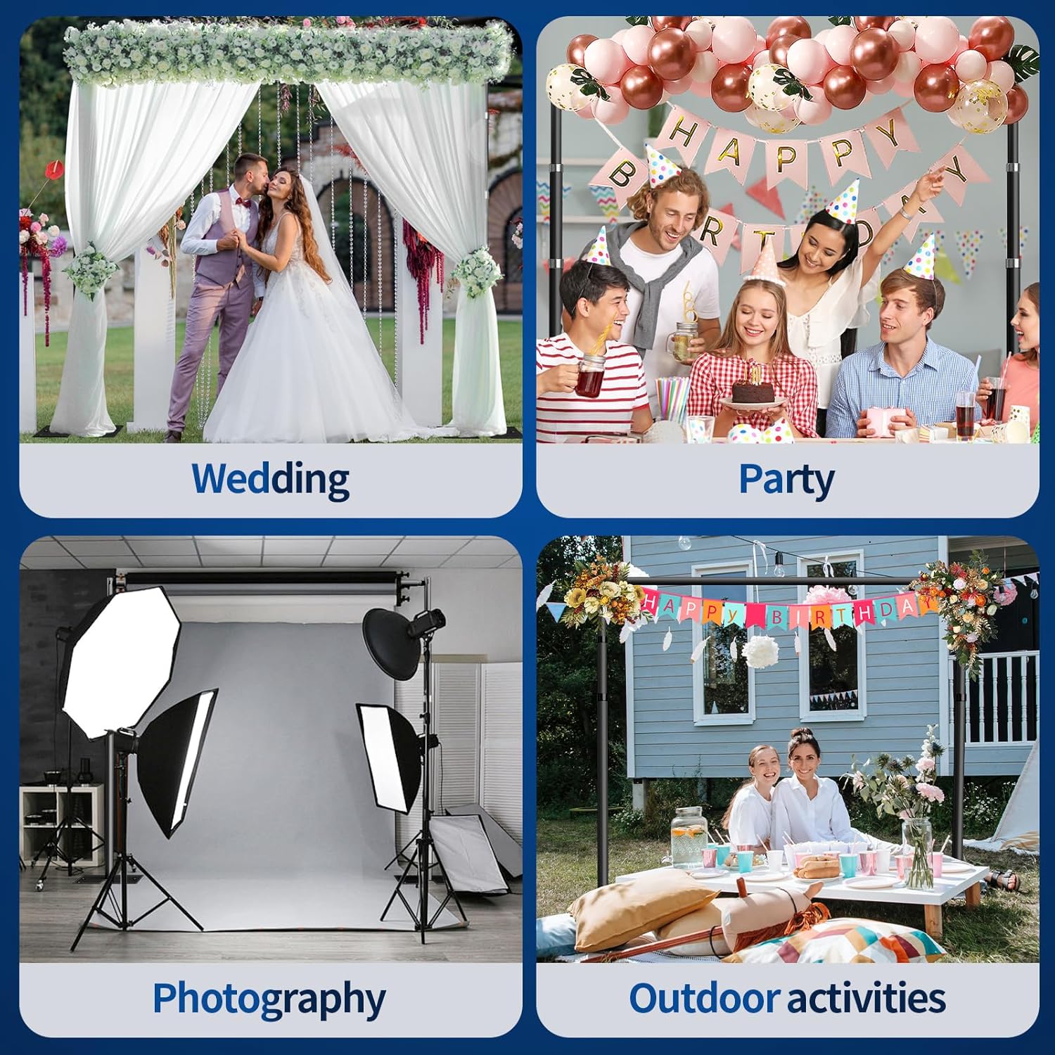 Sturdy Pipe and Drape Backdrop Stand Kit - 10x10ft Black