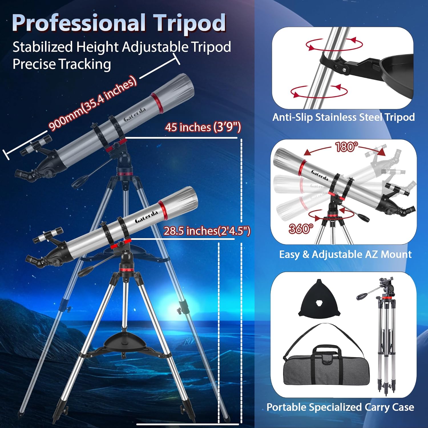 Gaterda 90mm Refractor Telescope for Adults