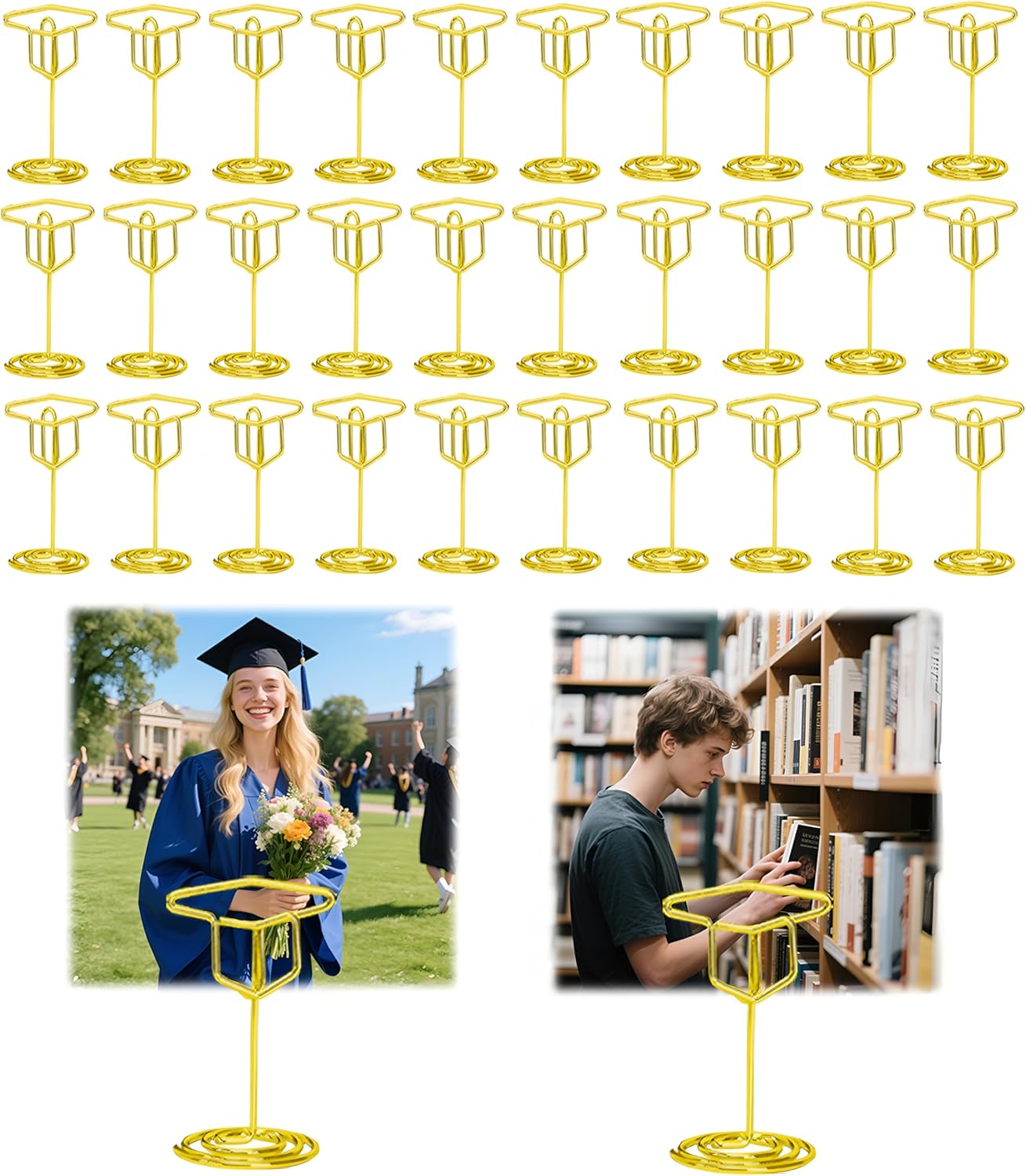 32PCS Gold Graduation Cap Table Number Holders
