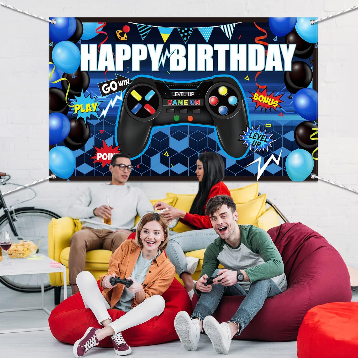 Blulu Gaming Birthday Backdrop for Party Decorations