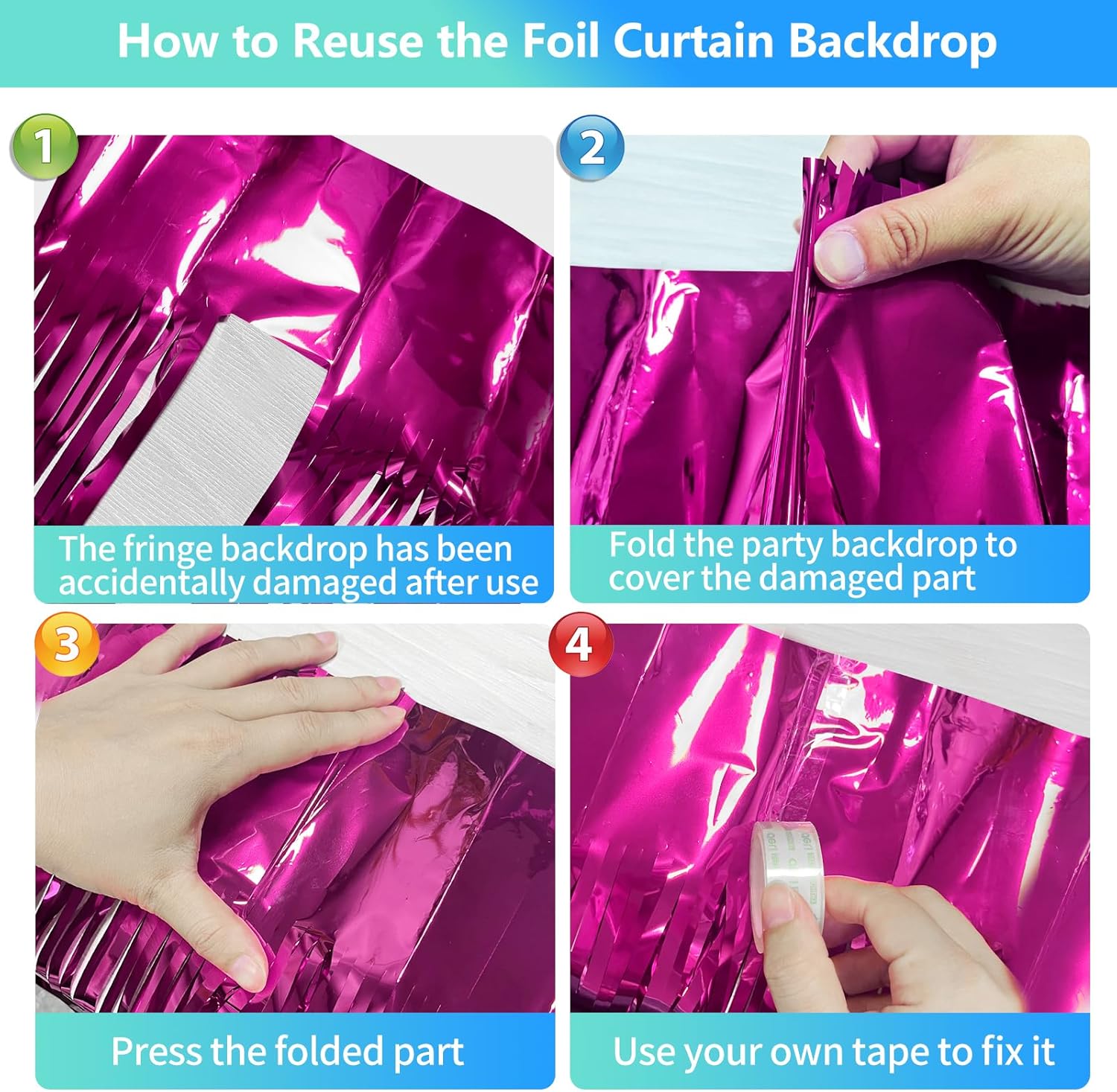2 Pack Hot Pink Tinsel Backdrop for Party Decorations