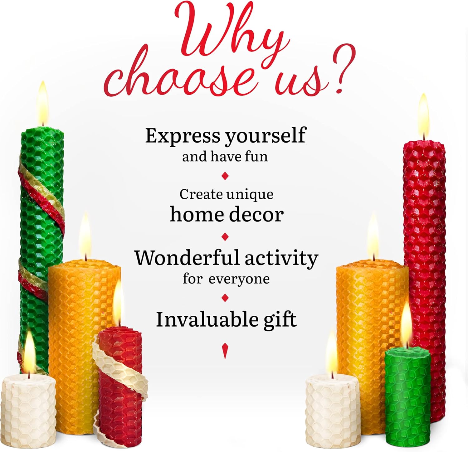 Christmas Candle Rolling Kit - DIY Beeswax Candle Making for All Ages