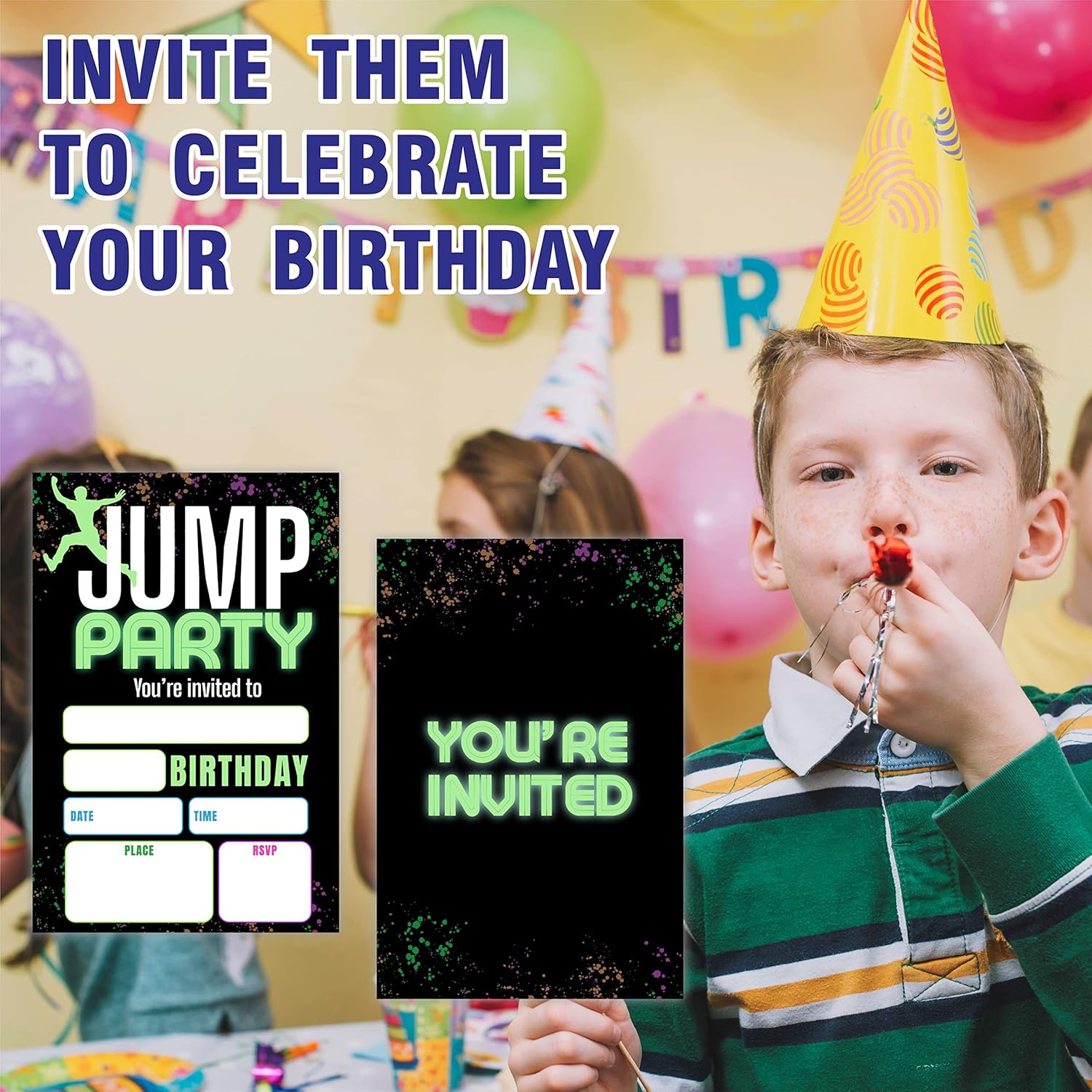 GREOXG Jump Party Birthday Invitations 20 Count With Envelopes